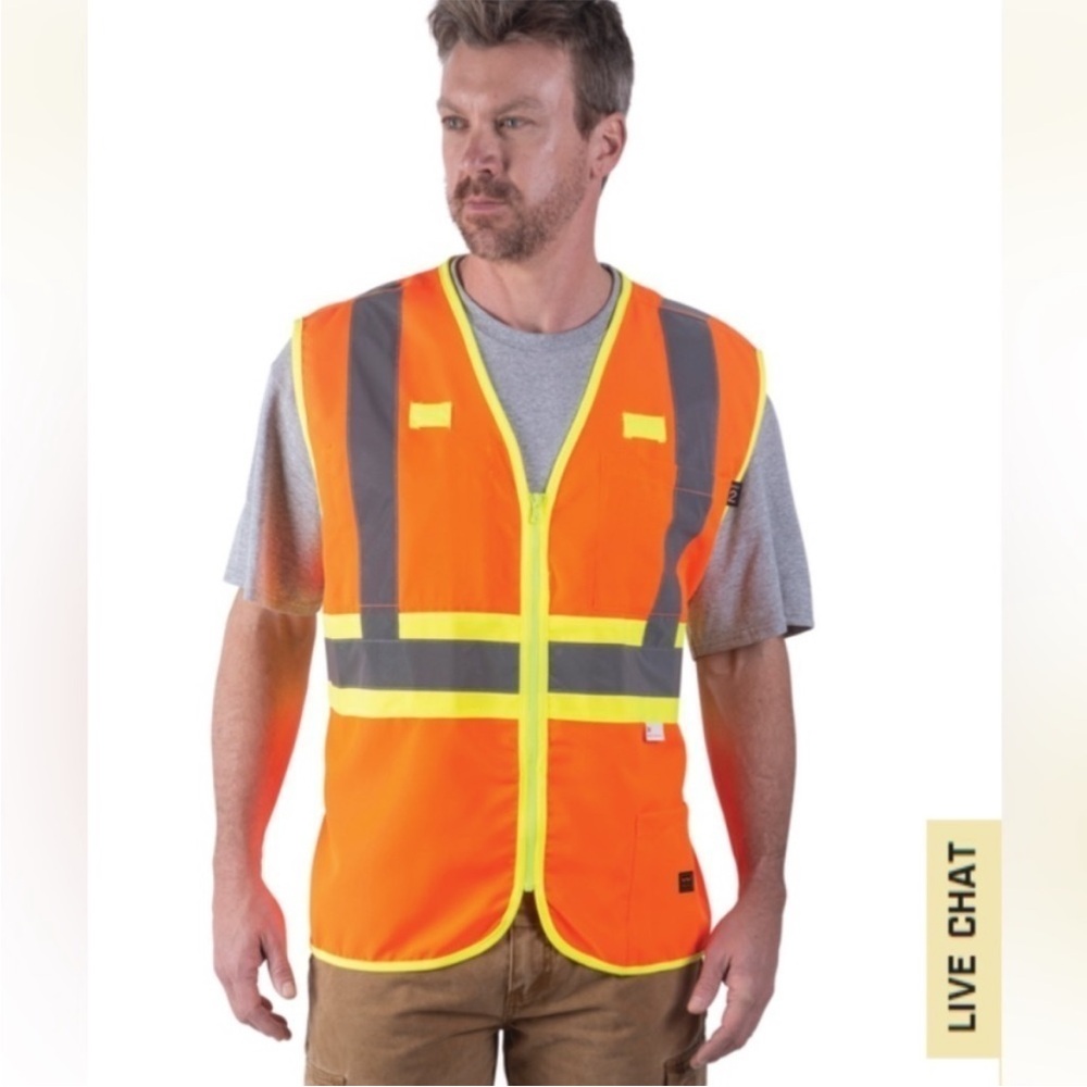 Men's Walls Workwear Reflective Work Vest Size XLR Orange Yellow Silver